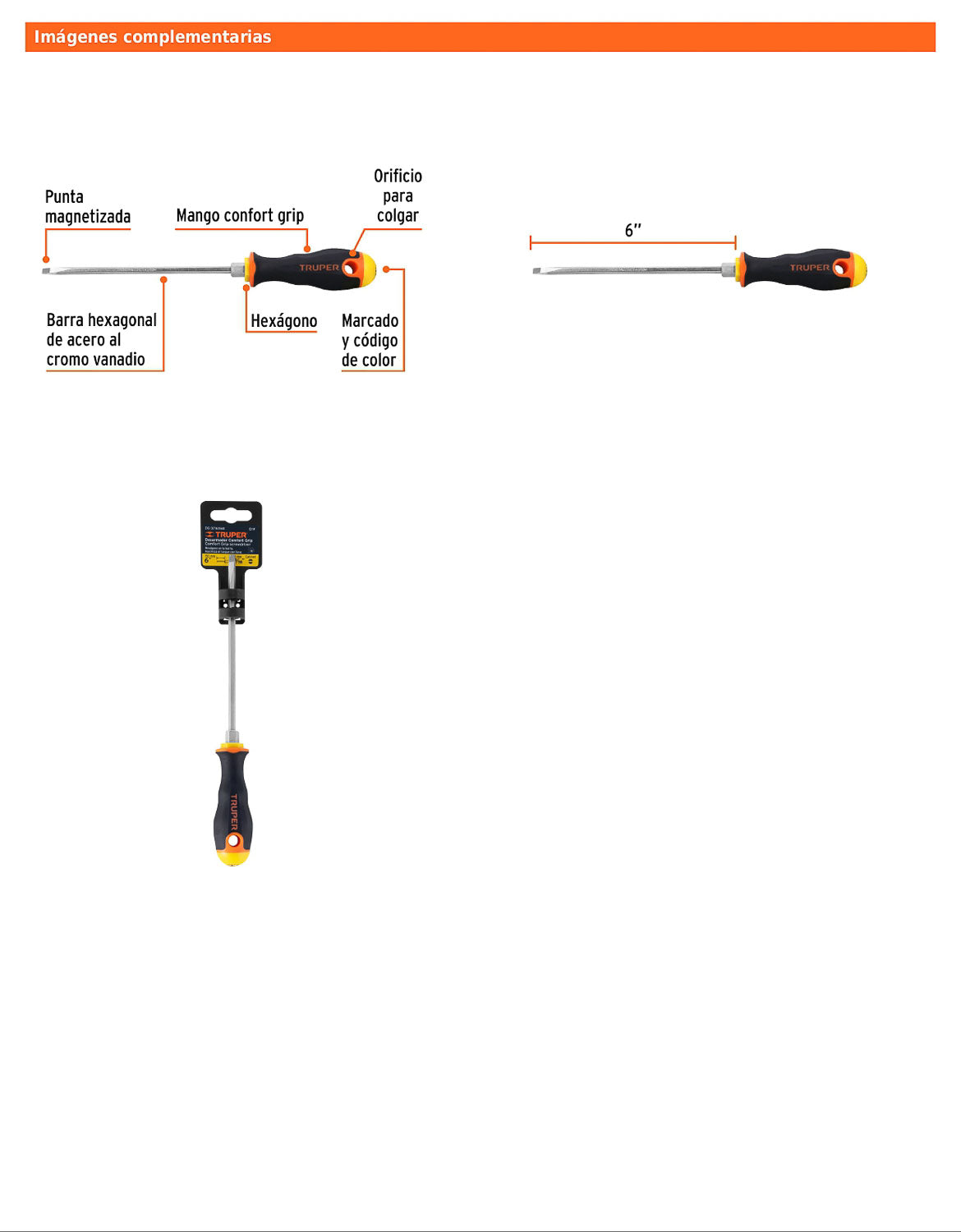Desarmador cabinet de 3/16 con barra de 15.24 cm y mango Comfort Grip