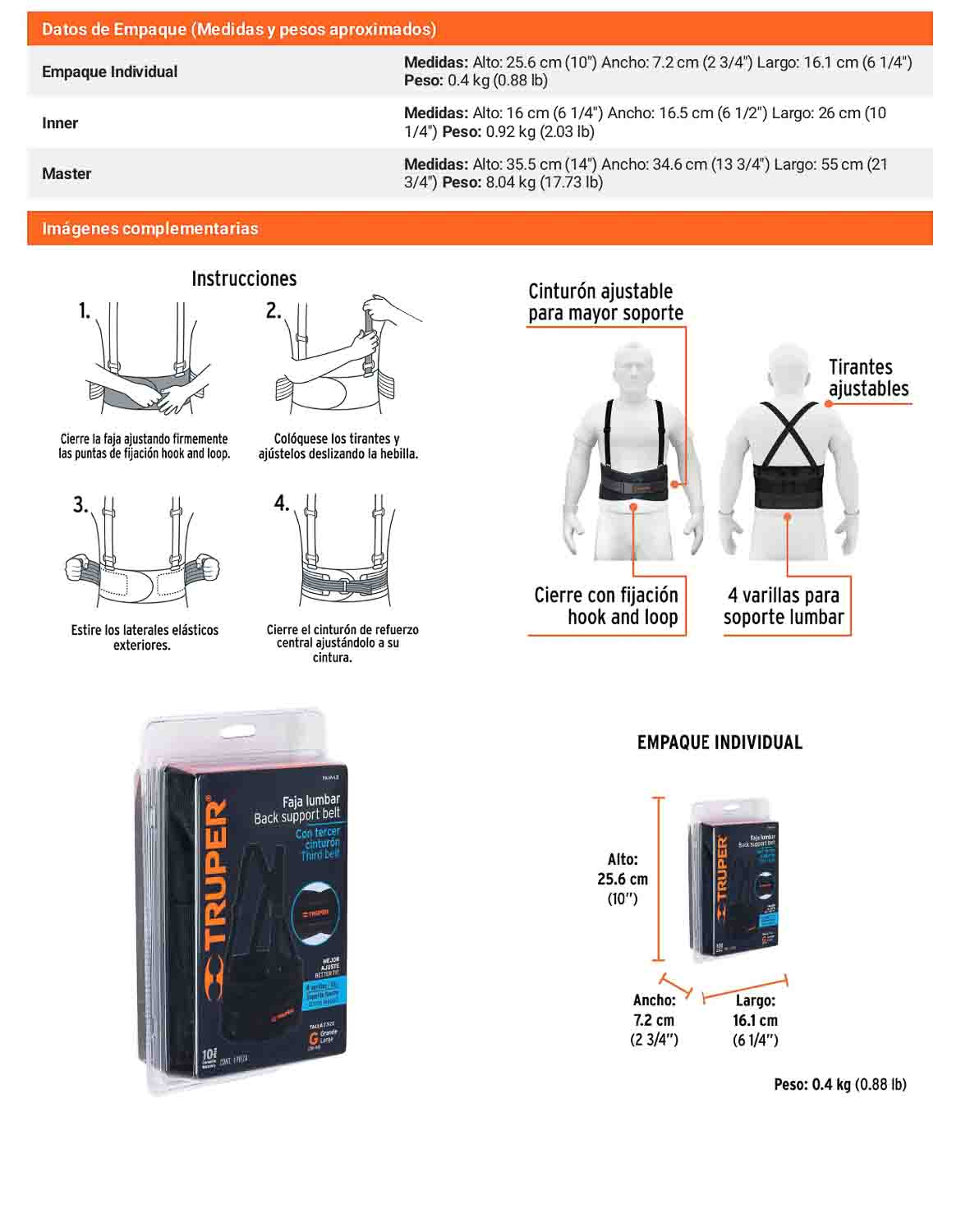 Faja lumbar con tercer cinturón talla G