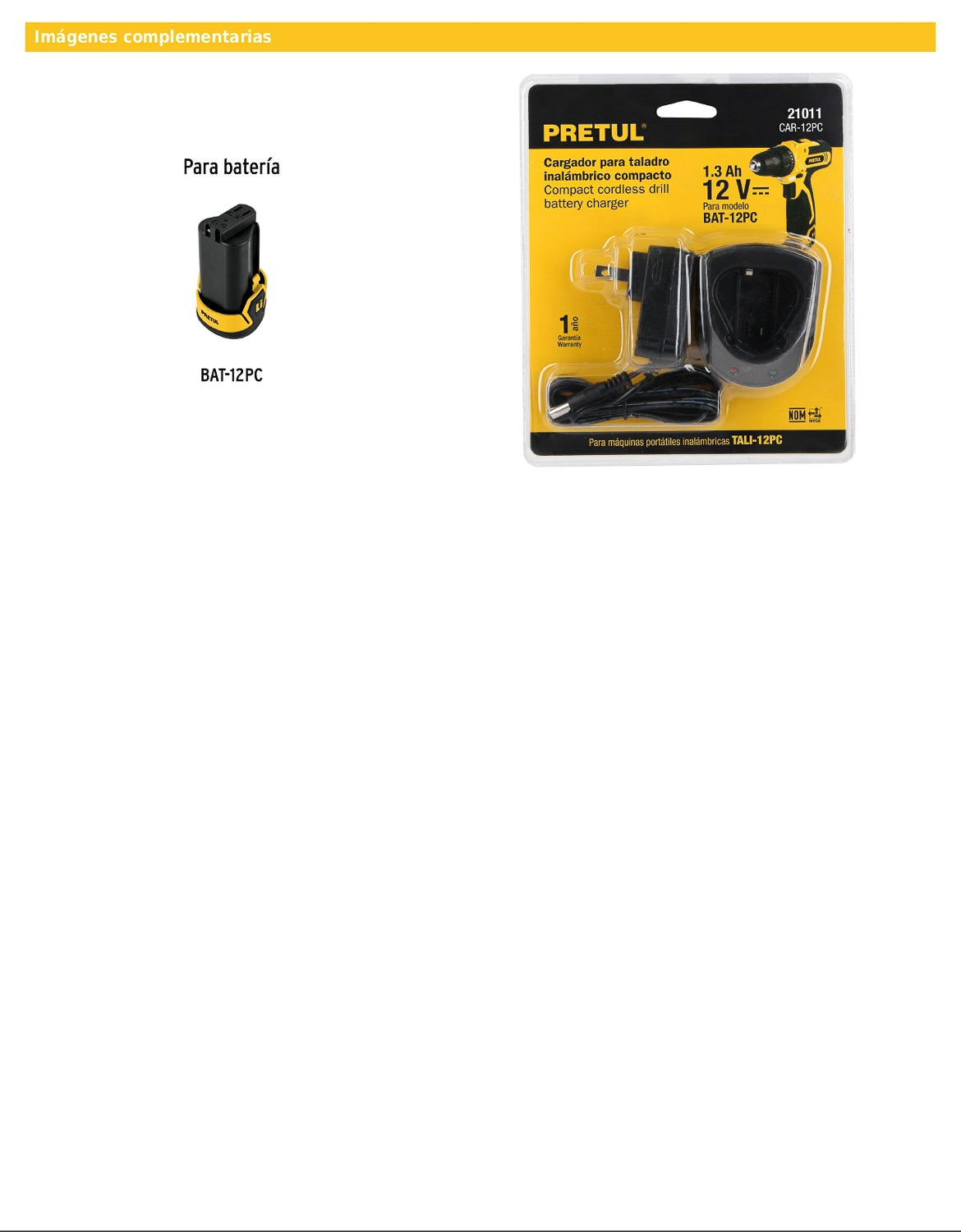 Cargador de baterías de ion litio de 12 V para TALI-12PC