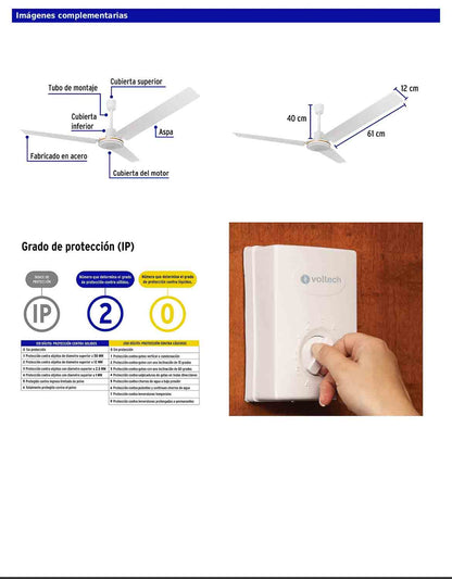 Ventilador de techo para interior de 56" blanco