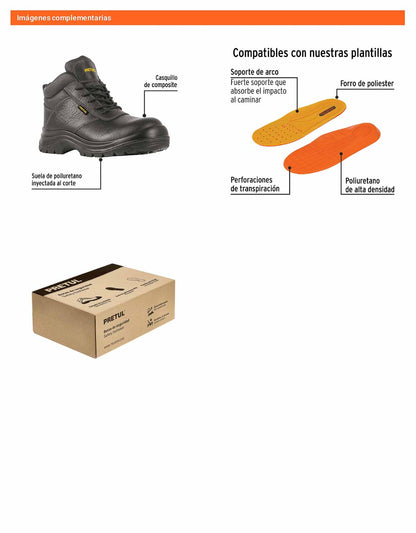 Bota de seguridad negra 26 casquillo