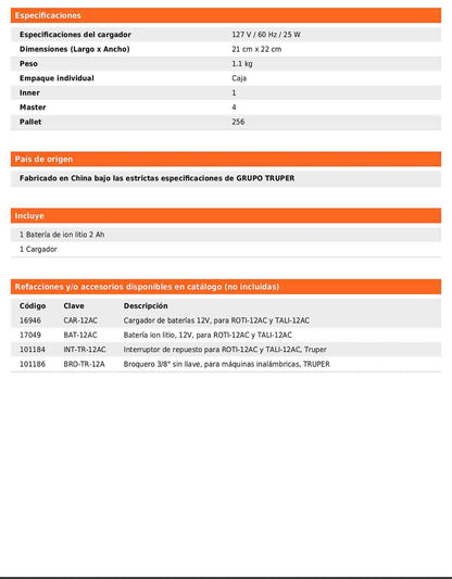 Rotomartillo compacto inalámbrico de 3/8 in con batería 12 V y dos velocidades