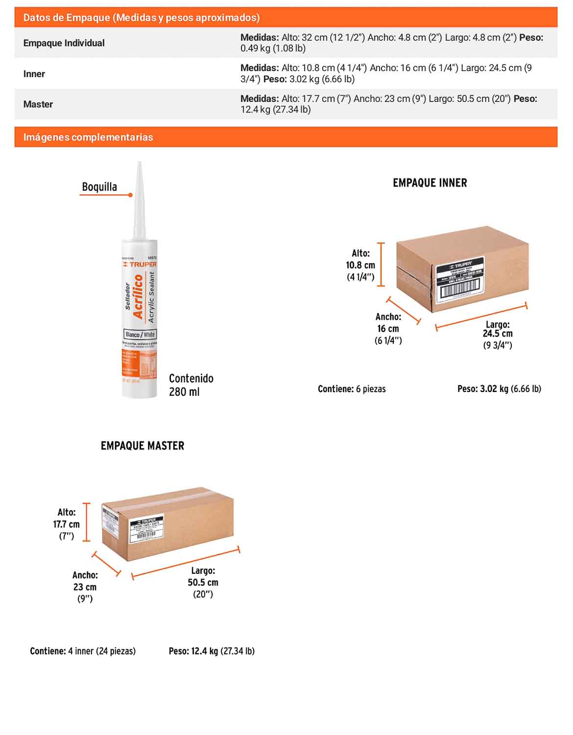Sellador acrílico de 280 ml blanco