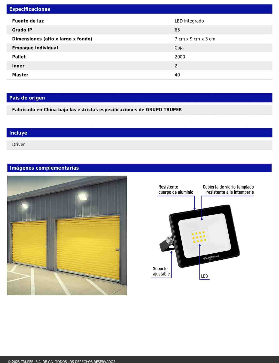 Reflector LED para exteriores de 10 W con luz de día