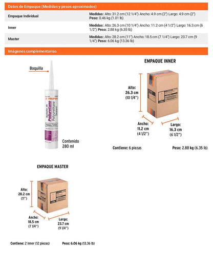 Sellador de poliuretano de 280 ml blanco