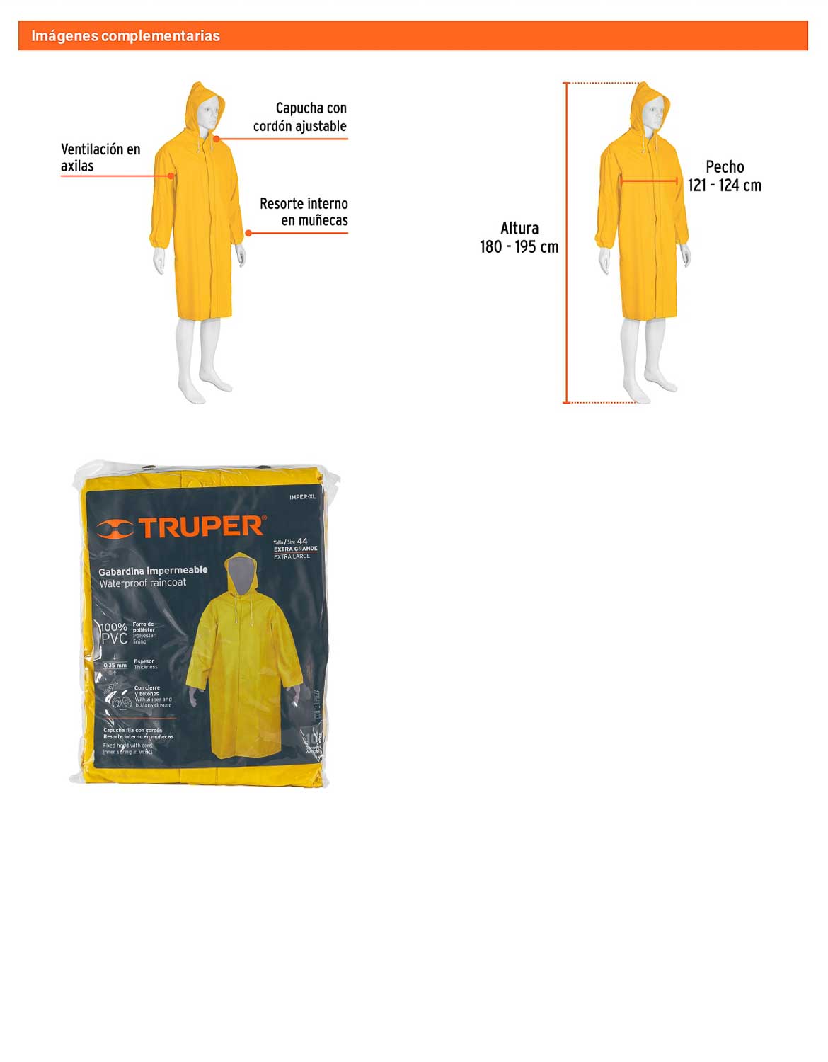 Gabardina impermeable doble capa talla XG