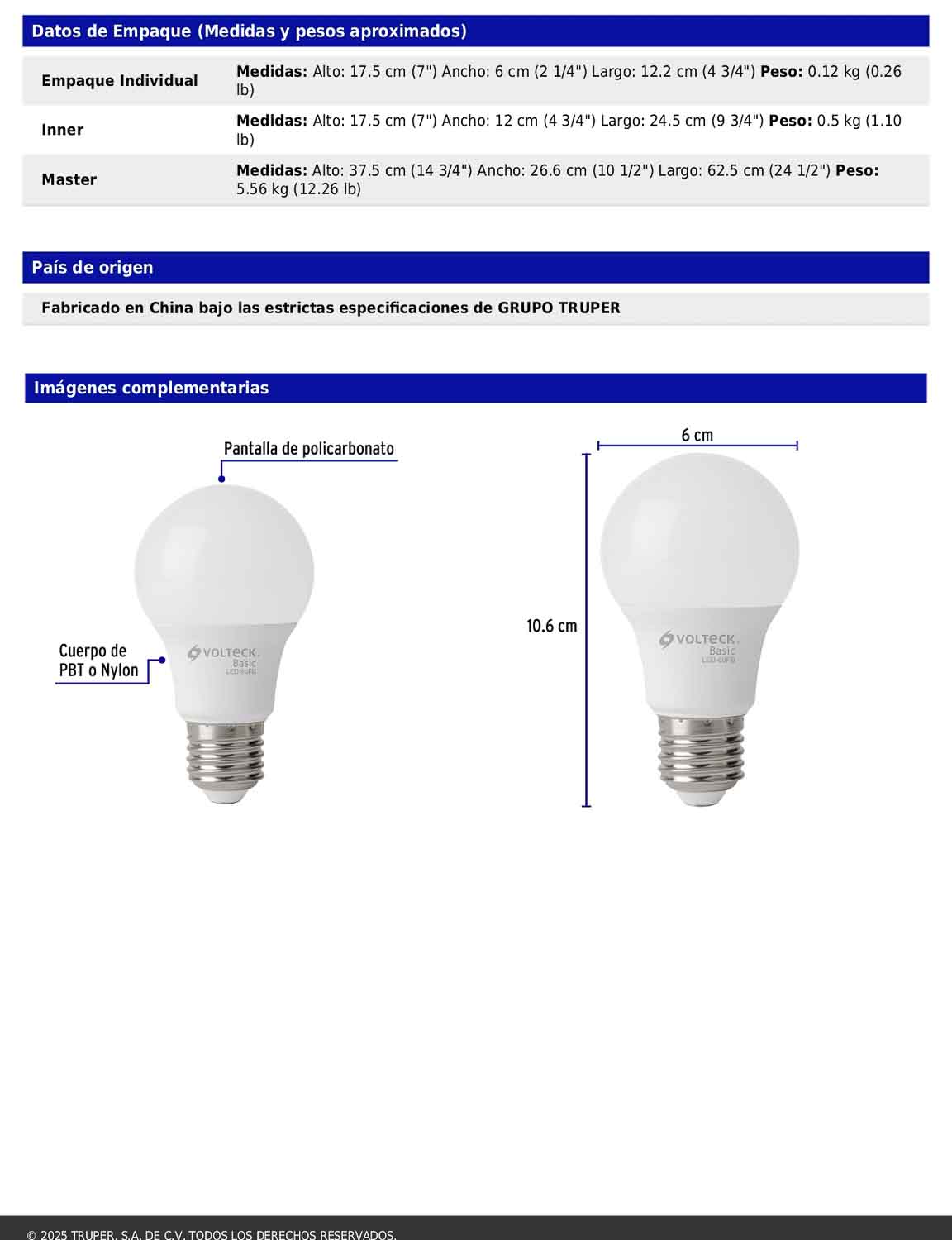 Pack de 4 focos LED 8W A19 6500K blanca fría 790 lm BASIC