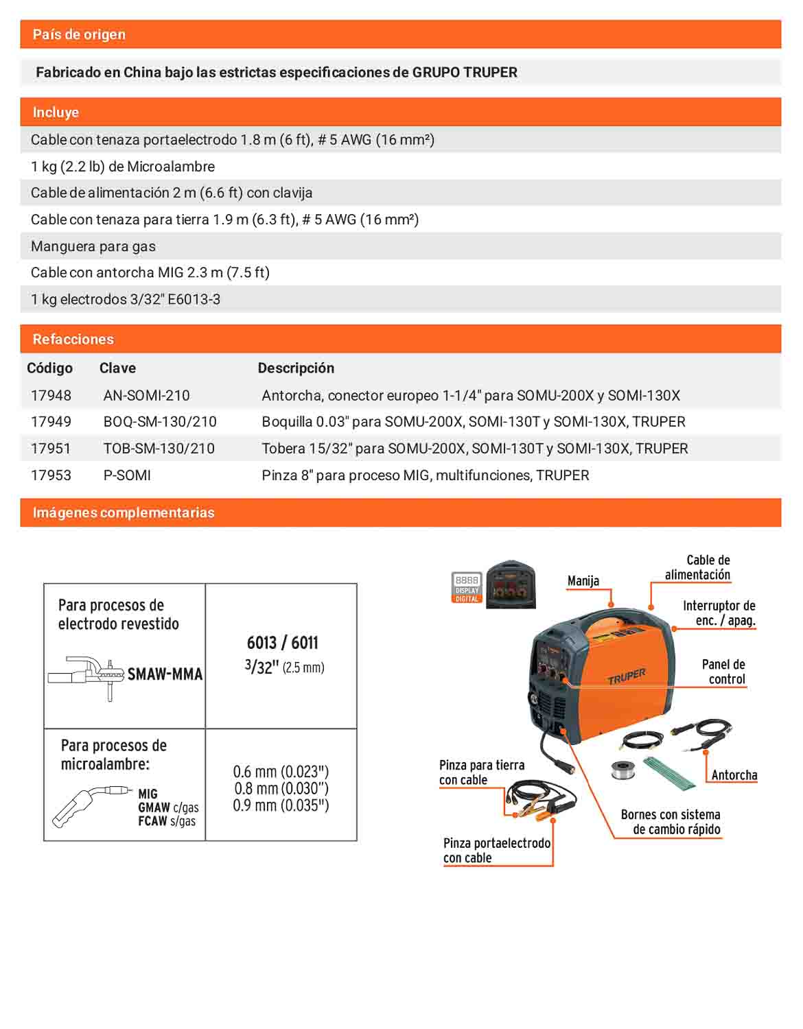 Soldadora para microalambre y electrodo 130A Ligera