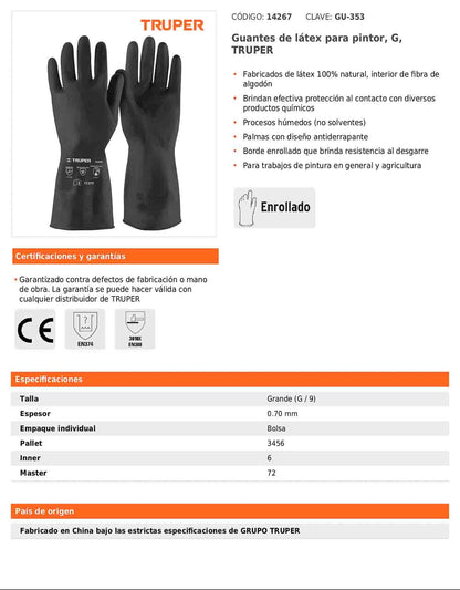 Guantes de látex para pintor grande