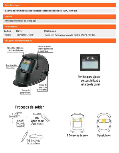Careta electrónica para soldar 9-13 semiprofesional Semiprofesional