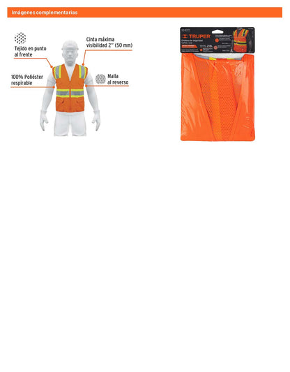 Chaleco de seguridad naranja con visibilidad