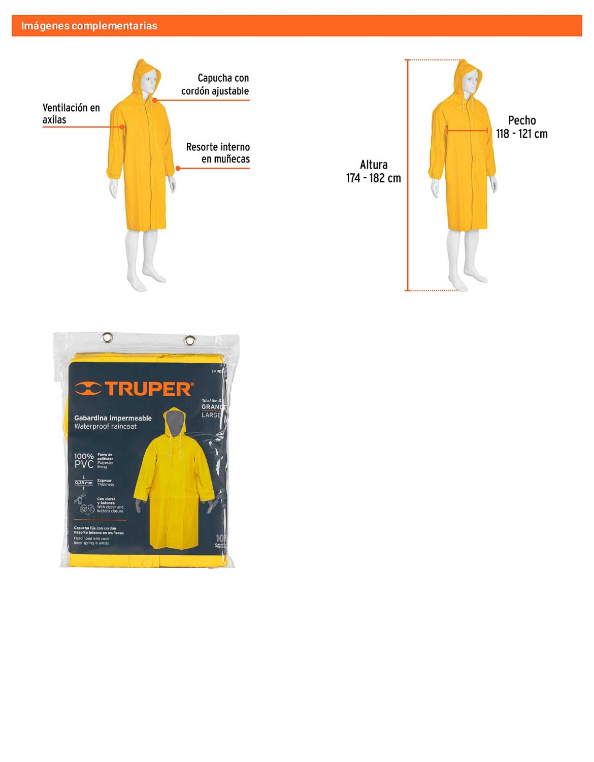 Gabardina impermeable doble capa talla G