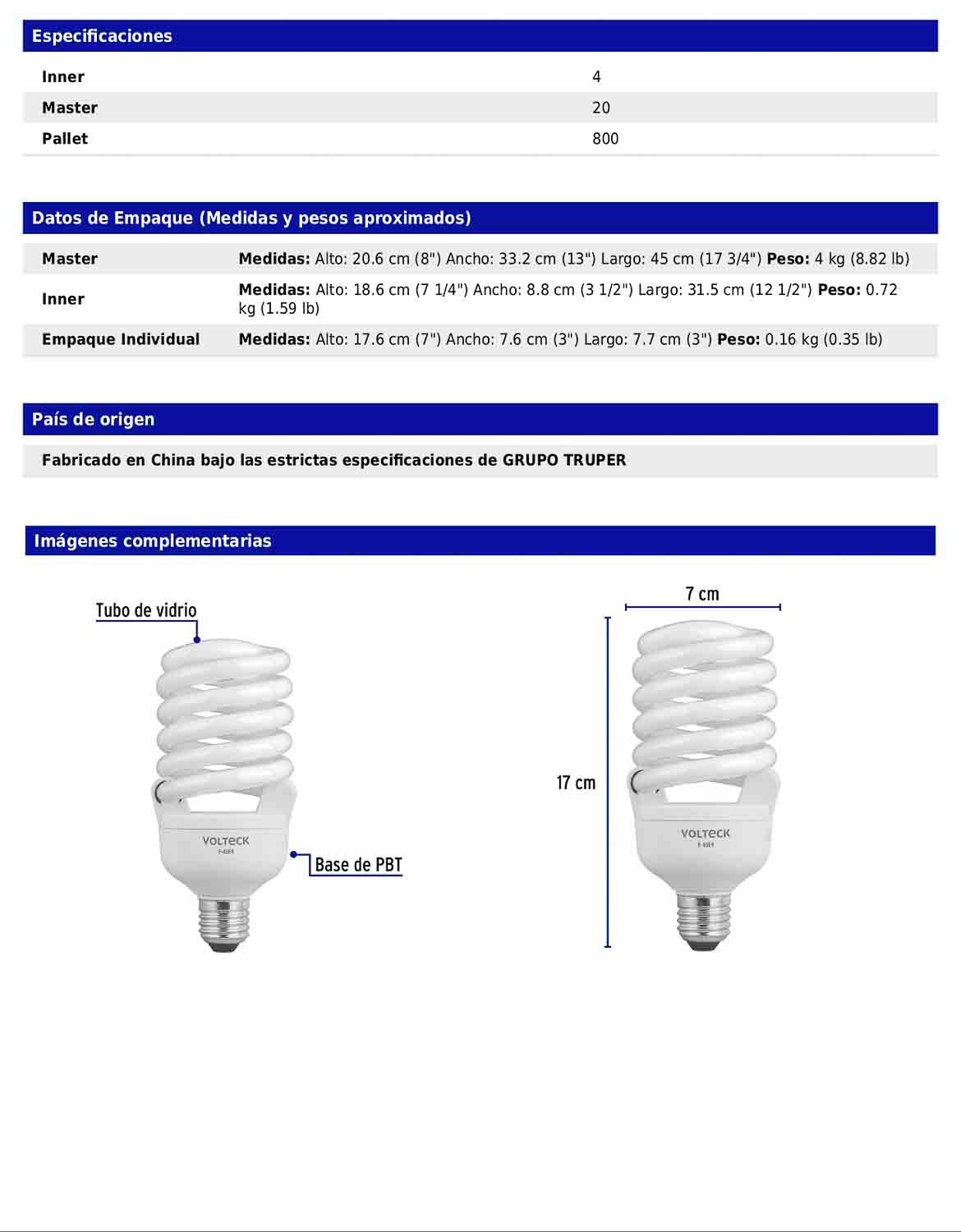 Lámpara espiral T4 de 45 W con luz de día