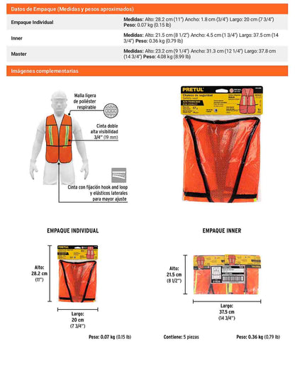 Chaleco de seguridad con cintas reflejantes naranja