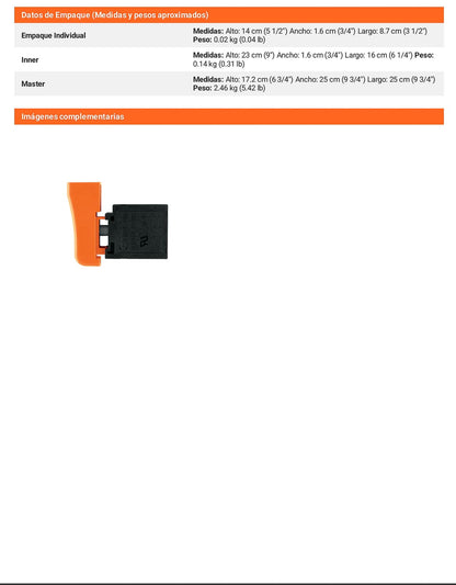 Interruptor de repuesto para ROEL-50N2 TRUPER