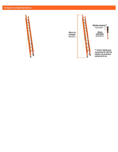 Escalera de extensión fibra de vidrio tipo II 24