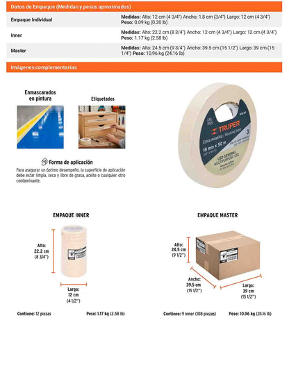 Cinta masking tape de 34 x 50
