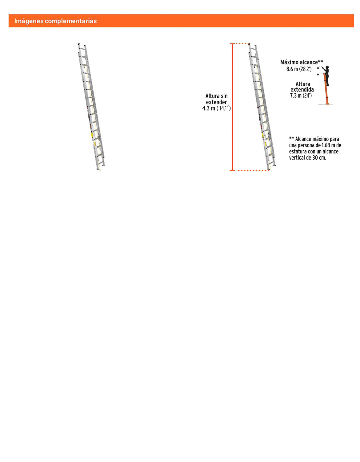 Escalera de extensión tipo III con 28 peldaños