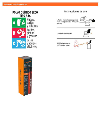 Extintor portátil desechable 450 g polvo