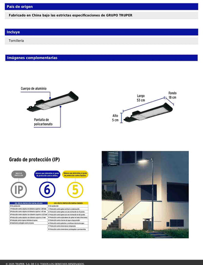 Luminario suburbano LED de 100 W con temperatura de color 6 500 K