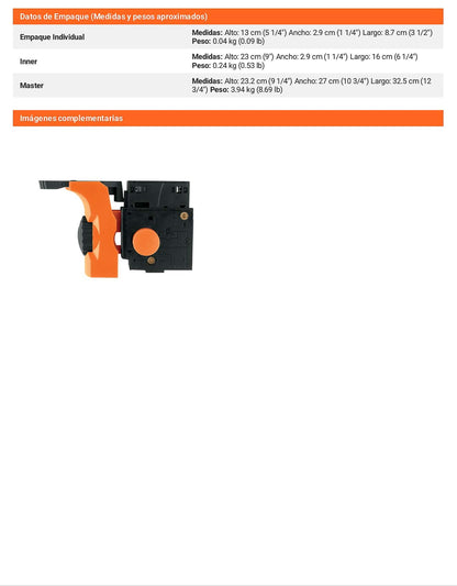 Interruptor de repuesto para ROEL-20/30N TRUPER