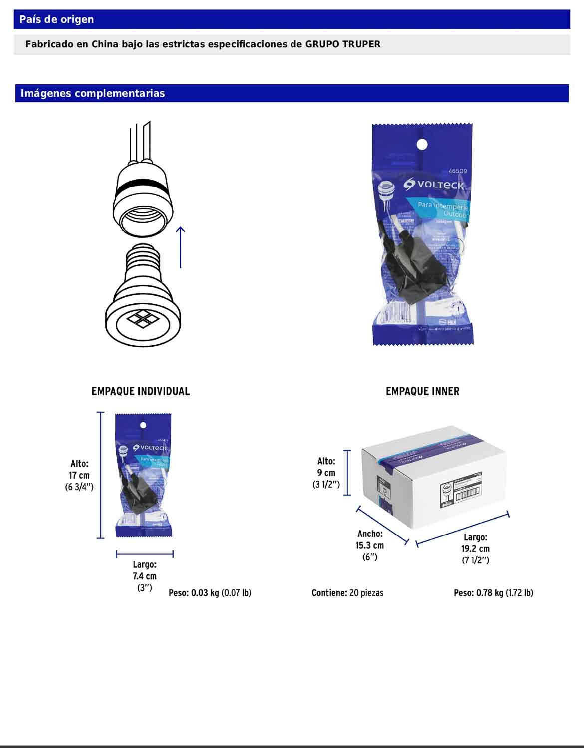 Portalámpara de PVC para intemperie de 127 V y 660 W