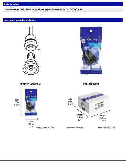 Portalámpara de PVC para intemperie de 127 V y 660 W
