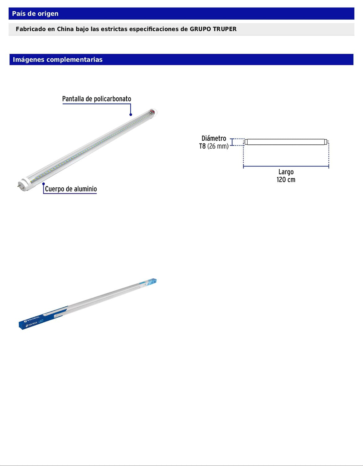 Tubo LED T8 de 18 W con luz de día