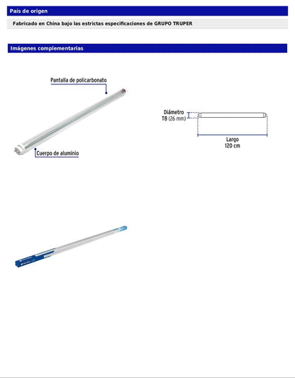 Tubo LED T8 de 18 W con luz de día