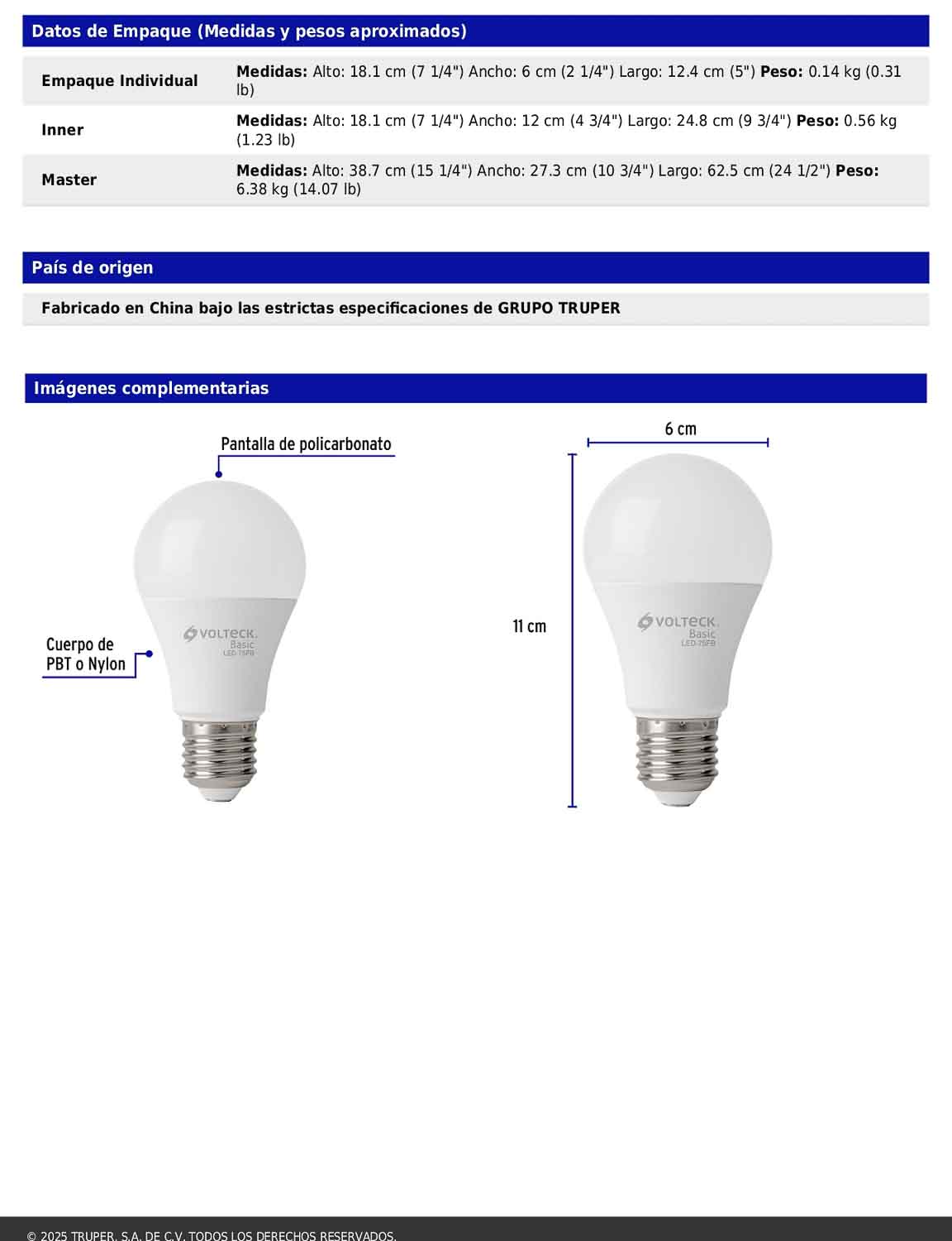 Pack de 4 focos LED 10W A19 6500K blanca fría 950 lm BASIC