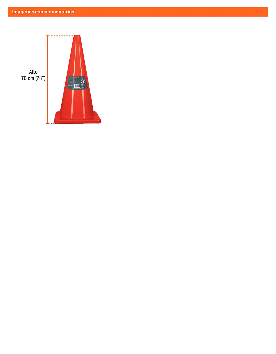 Cono de precaución de 70 cm