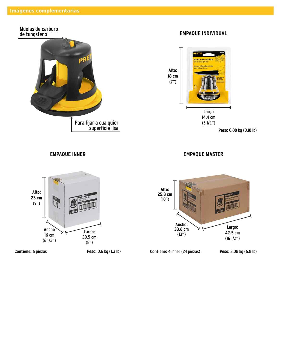 Afilador de cuchillos con base de ventosa