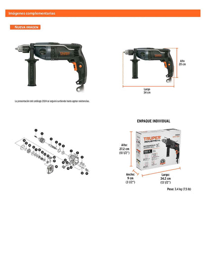 Rotomartillo/destornillador 1/2" 900 W industrial
