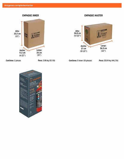 Extintor portátil recargable 1 kg polvo
