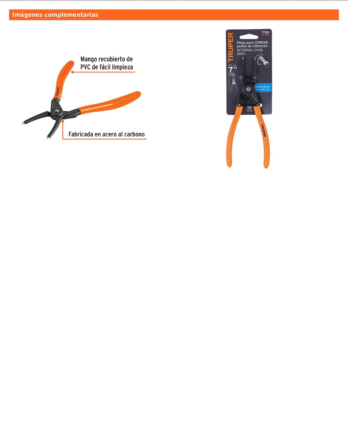 Pinza de punta recta de 7 pulgadas para cerrar anillos con mango de PVC