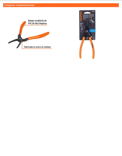 Pinza de punta recta de 7 pulgadas para cerrar anillos con mango de PVC