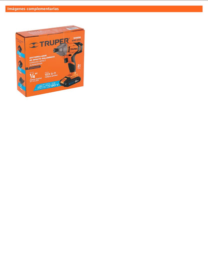 Destornillador de impacto inalámbrico de 1/4 in con batería 20 V y torque de 140 Nm