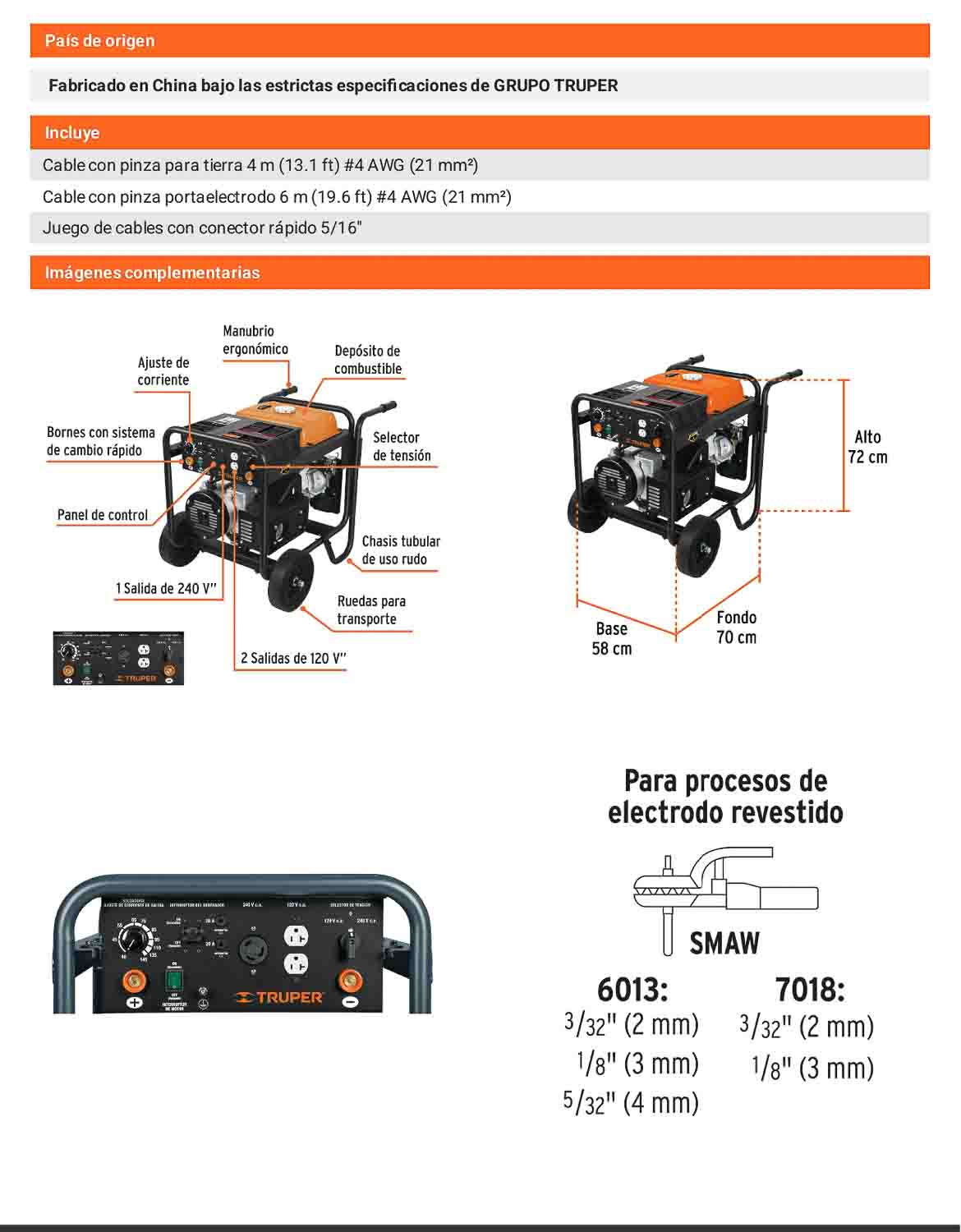 Soldadora a gasolina 145 A con generador