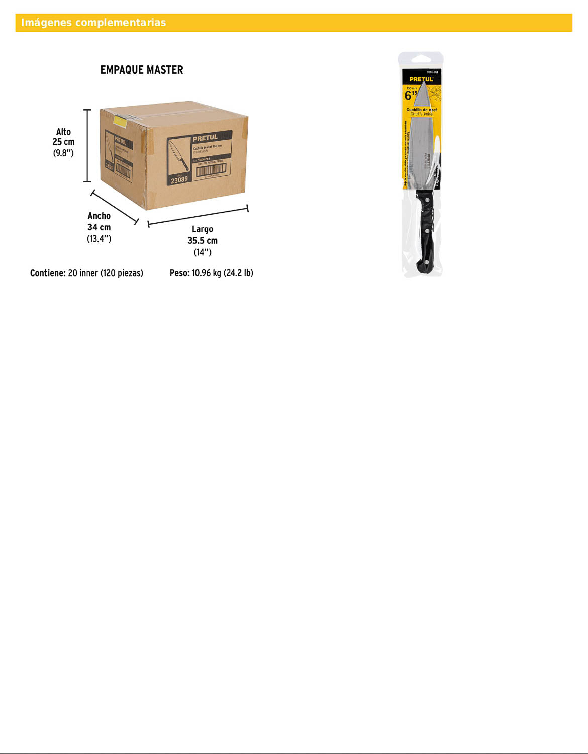 Cuchillo de chef de 6 pulgadas con mango de polipropileno