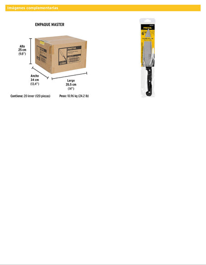 Cuchillo de chef de 6 pulgadas con mango de polipropileno