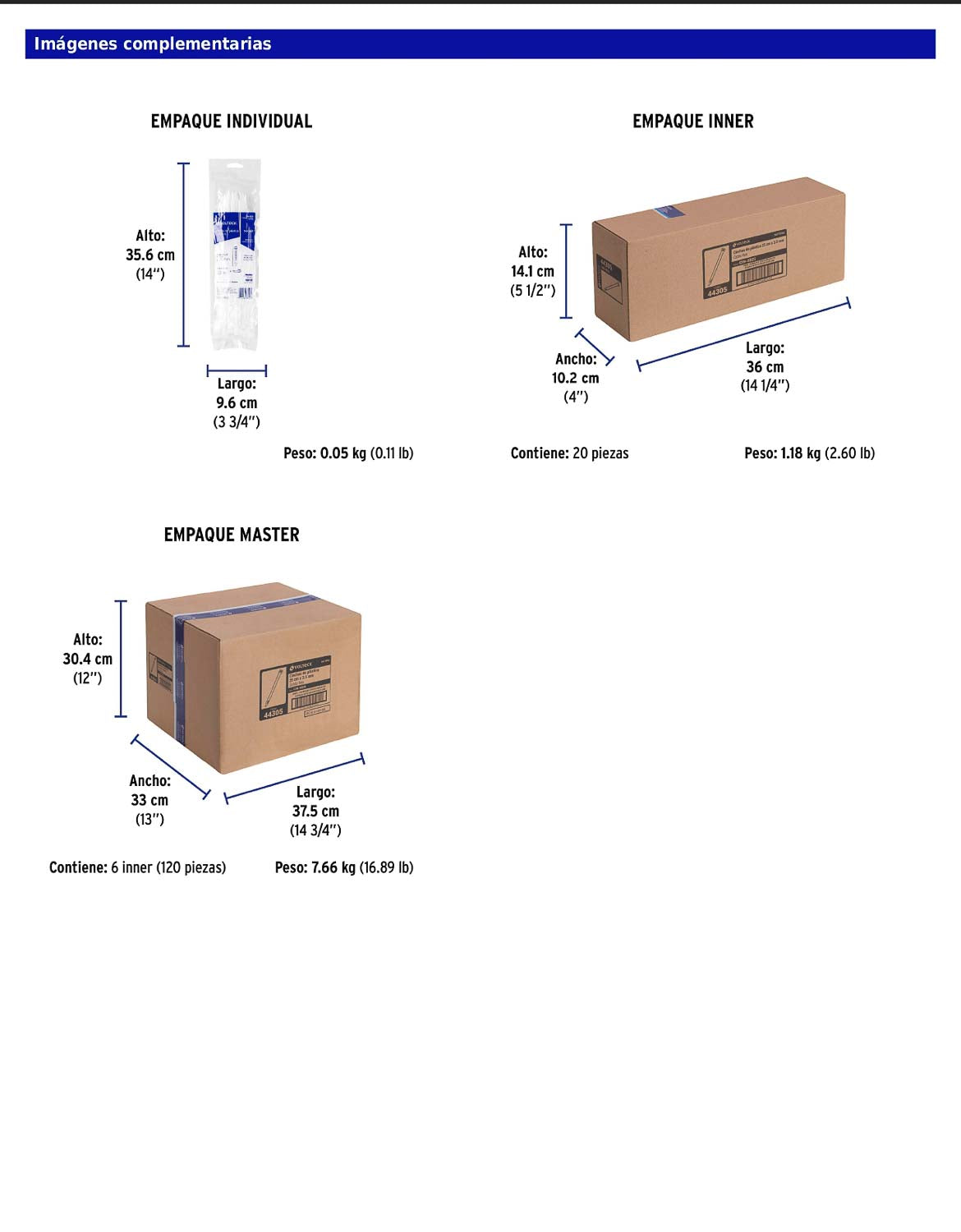 Bolsa con 50 cinchos plásticos 40 lb 250 x 3.5 mm natural