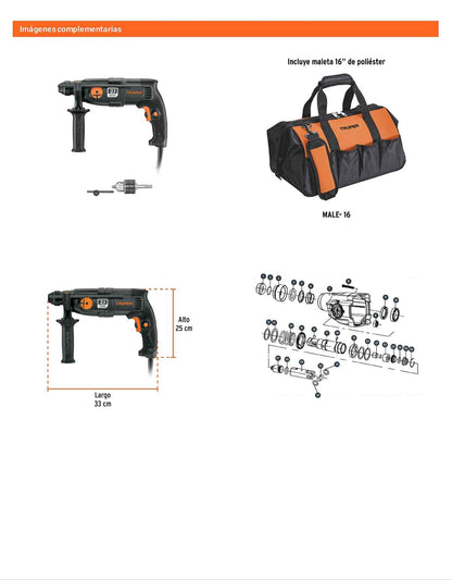 Rotomartillo SDS Plus/destornillador 2 J 650 W industrial