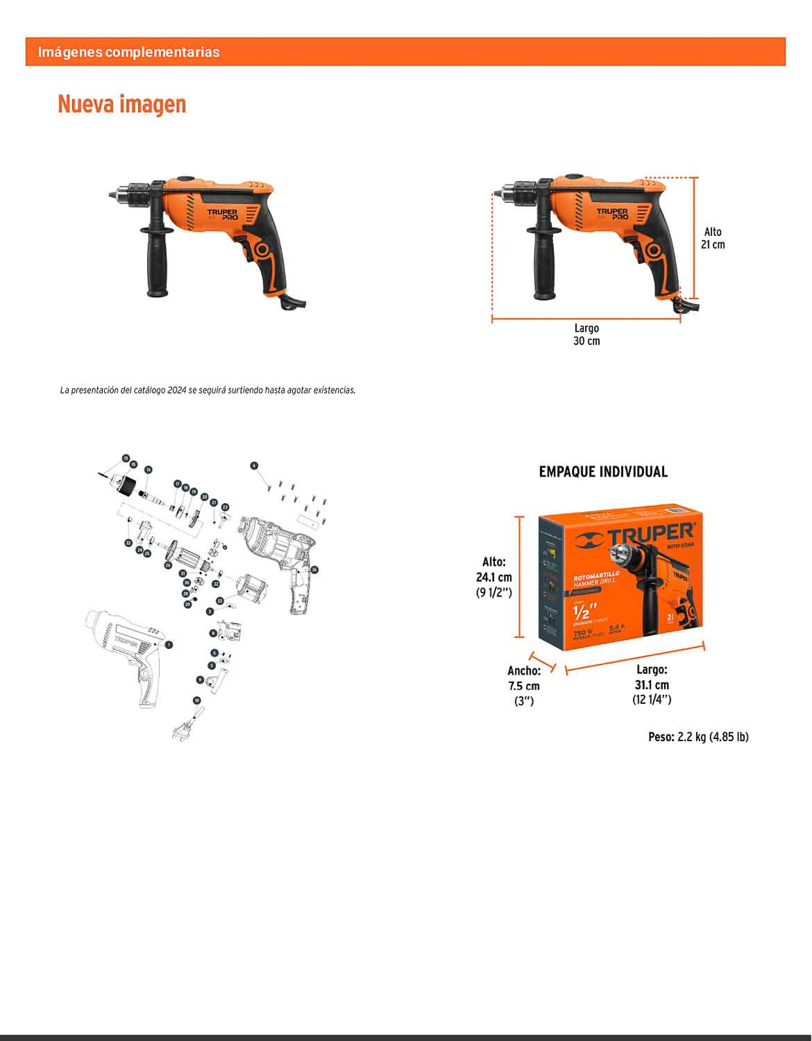 Rotomartillo/destornillador 1/2" 750 W TRUPER PRO