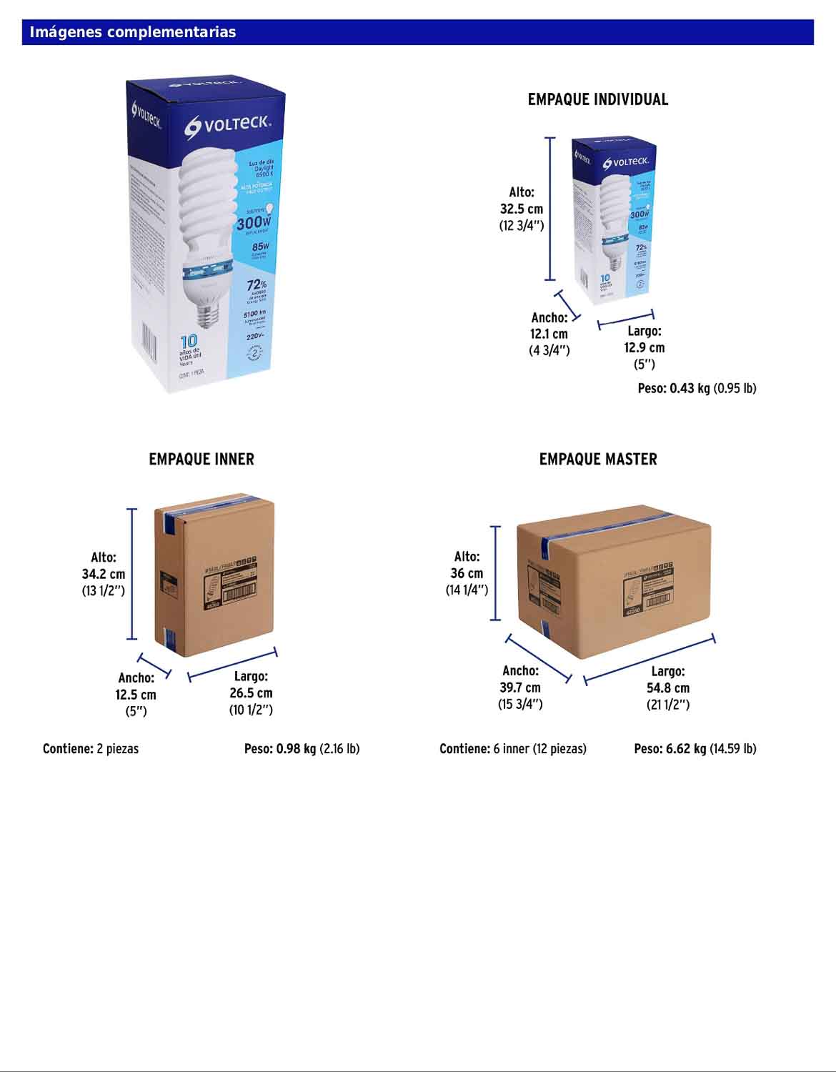 Lámpara espiral de 85 W con base E39 y luz de día