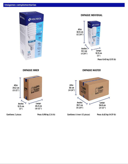 Lámpara espiral de 85 W con base E39 y luz de día