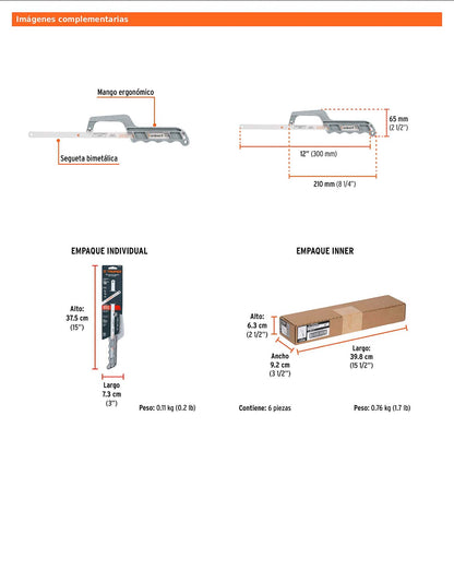 Mini sierra de arco de 12" de aluminio