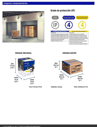 Arbotante negro con sensor de movimiento y doble cabezal dirigible