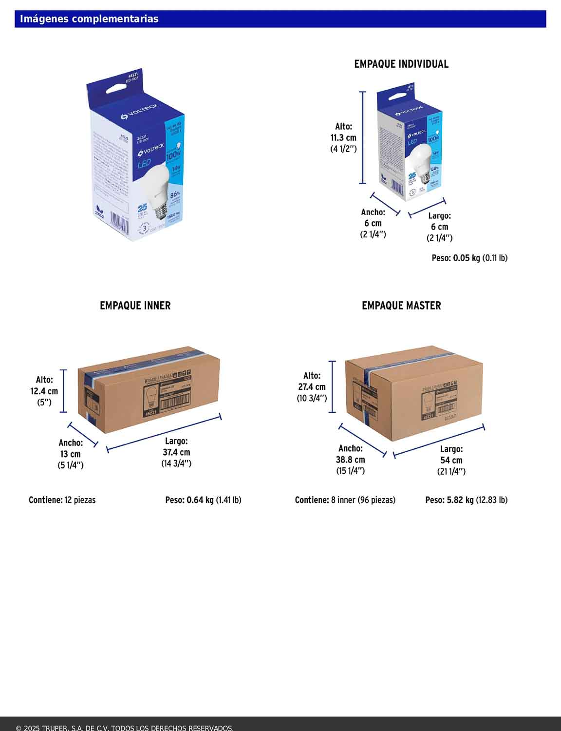 Foco LED 14W A19 6500K blanca fría 1500 lm