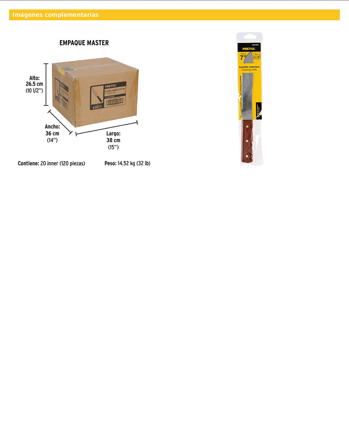 Cuchillo cebollero de 7 pulgadas con mango de madera