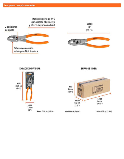 Pinza de chofer de 20 cm con mango de PVC